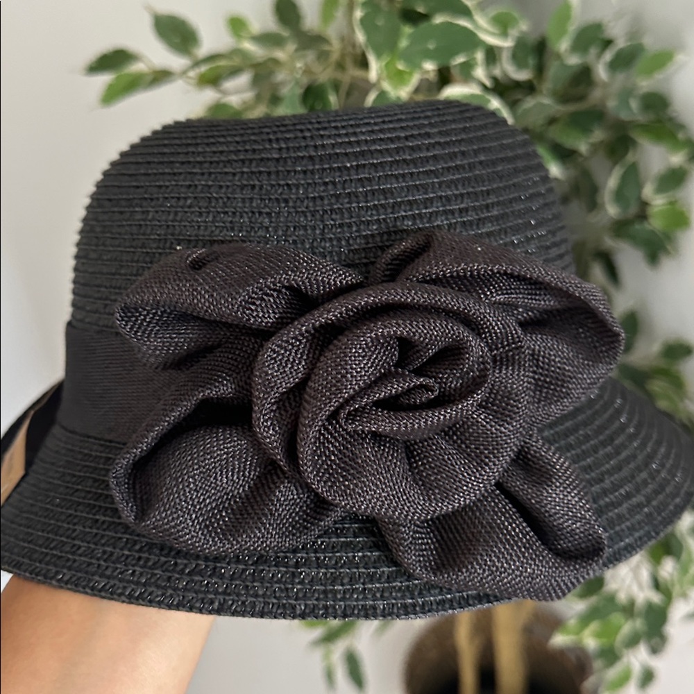C.C Black Women's Hat with Flower Accent